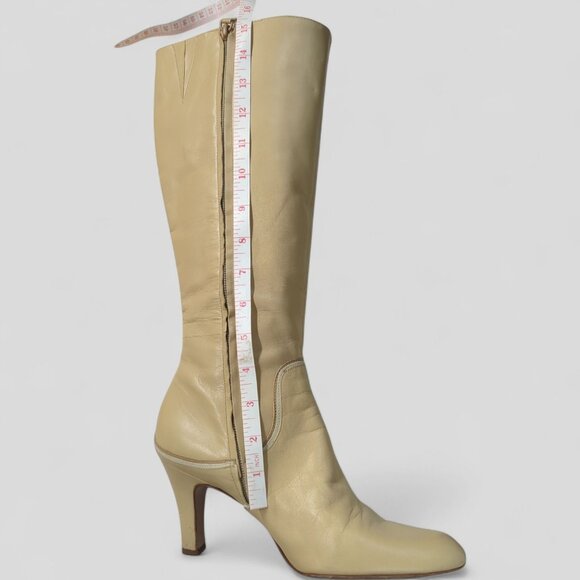 ANTONIO MELANI Women 8 Knee High RARE Camel Leather Boots 70's style Vintage - Picture 15 of 15